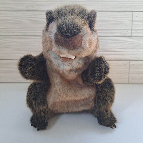 Folkmanis Groundhog Hand Puppet Realistic Soft Fur Plush Toy Stuffed Animal - Picture 1 of 10